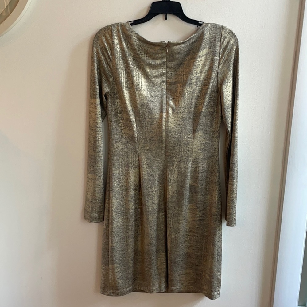 Gorgeous dull gold dress.
